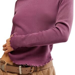 Free People Easy Does It Waffle Knit Long Sleeve
